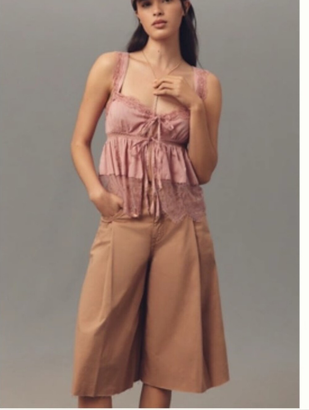 NWT Pilcro Linen Blend Pleated Culotte Jeans